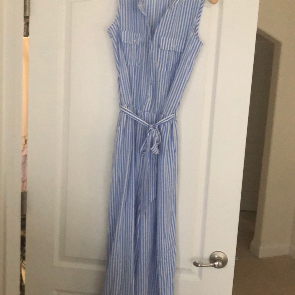 Baby blue striped jumpsuit